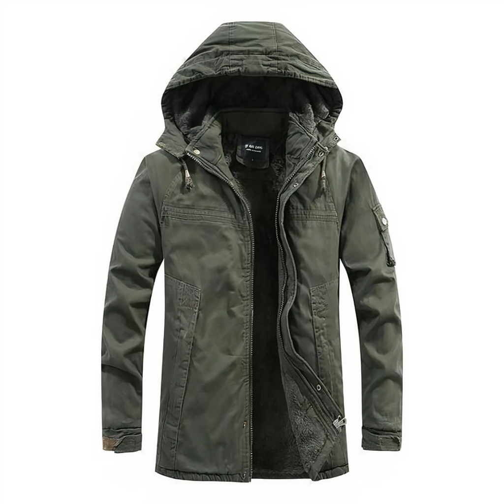 Men’s Hooded Jacket – Regular Fit – Fur Lining – Windproof – Multiple Pockets