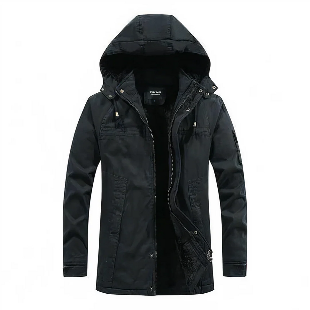 Men’s Hooded Jacket – Regular Fit – Fur Lining – Windproof – Multiple Pockets