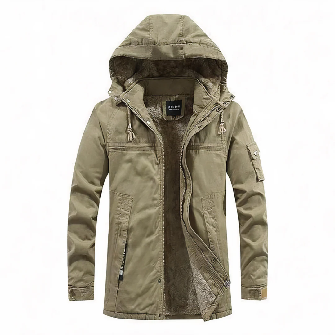 Men’s Hooded Jacket – Regular Fit – Fur Lining – Windproof – Multiple Pockets