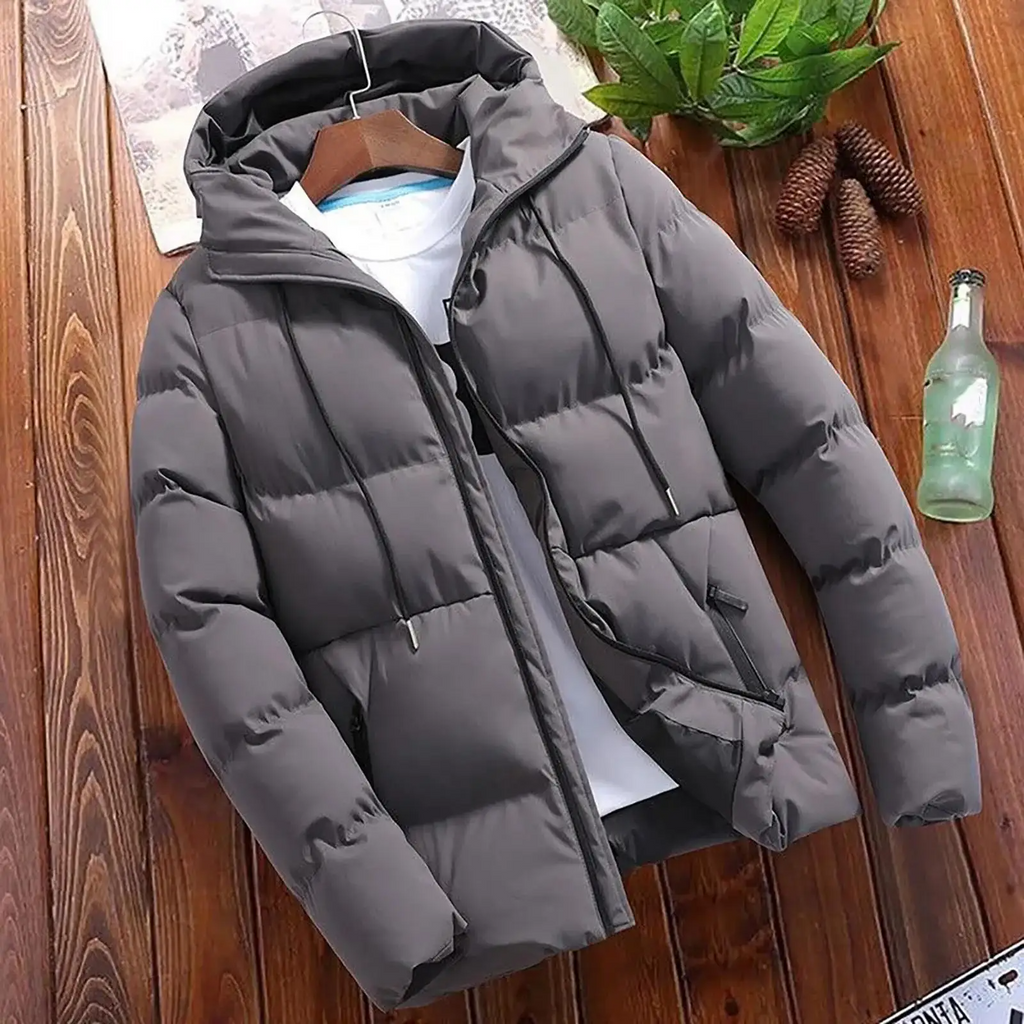 Men’s Parka Jacket – Quilted Insulated – Hooded Regular Fit – Weather-Resistant Zip Closure