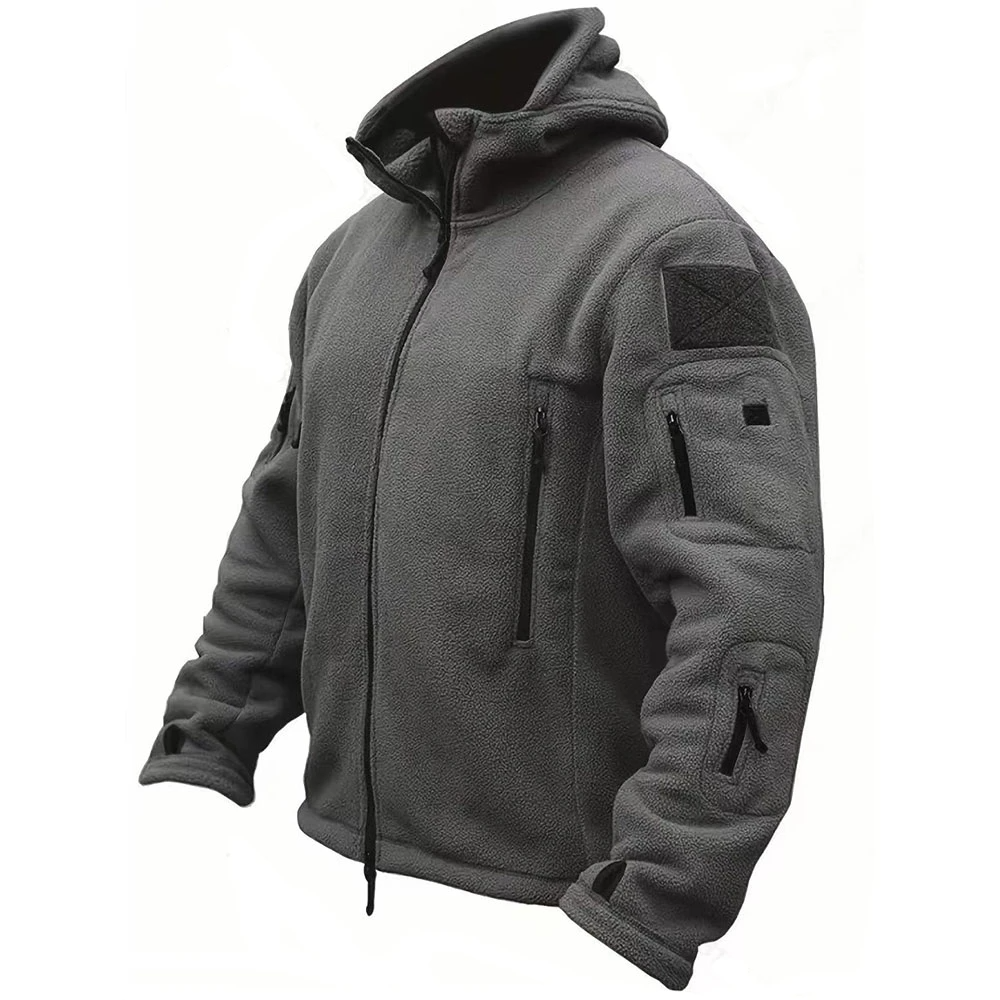 Men’s Tactical Jacket – Thermal Fleece – Hooded – Utility Pockets – Regular Fit