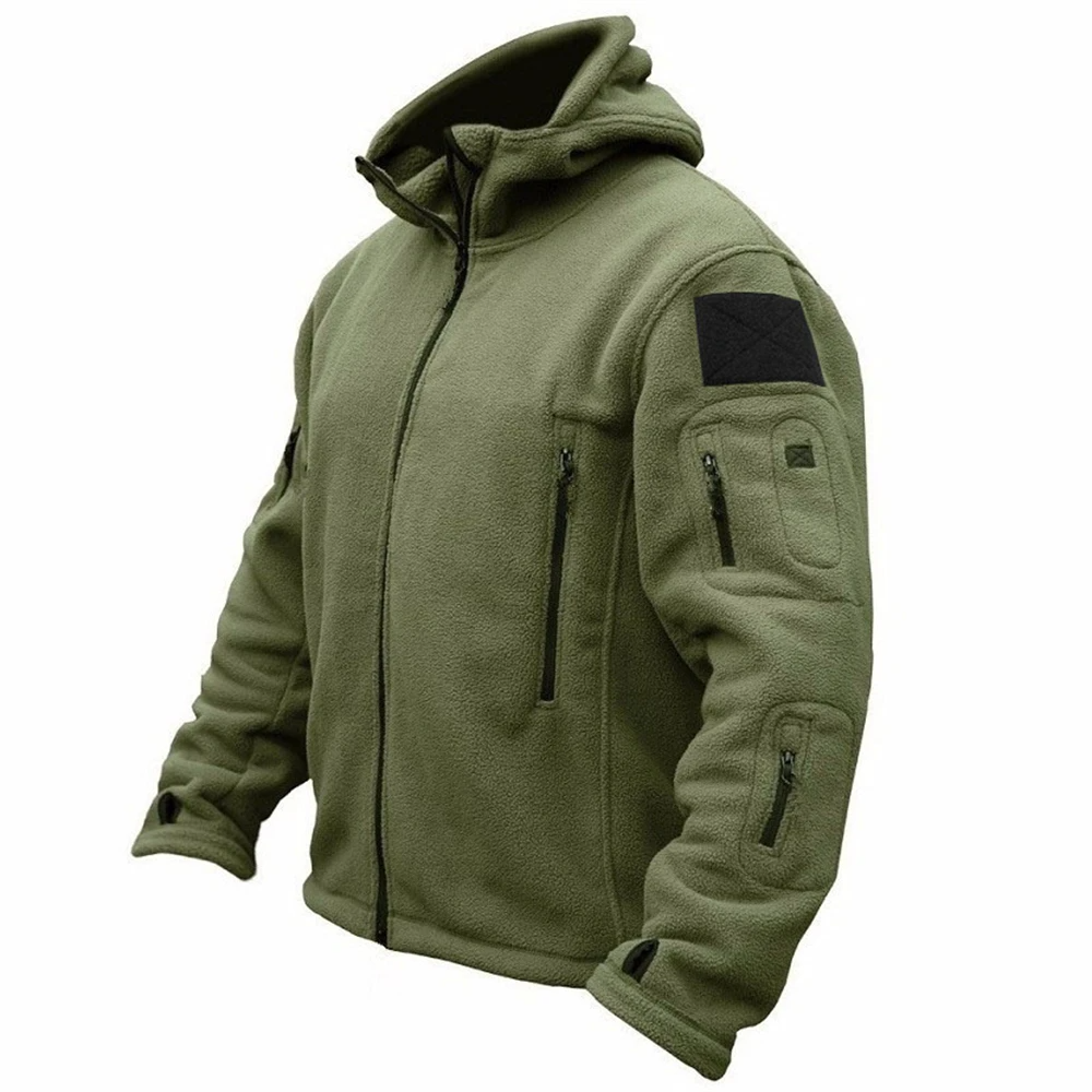 Men’s Tactical Jacket – Thermal Fleece – Hooded – Utility Pockets – Regular Fit
