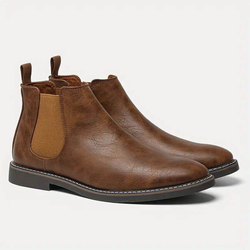 Men’s Ankle Boots – Leather Chelsea Style – Slip-On – Durable Sole – Classic Fit