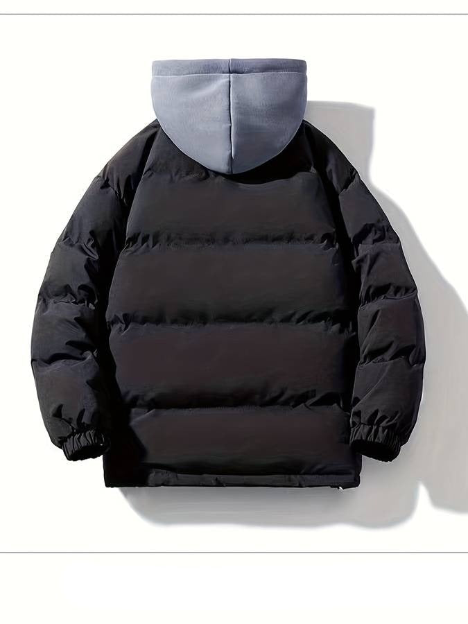Men's Puffer Jacket - Hooded - Quilted Insulated Warmth - Full Zip Lightweight Outerwear