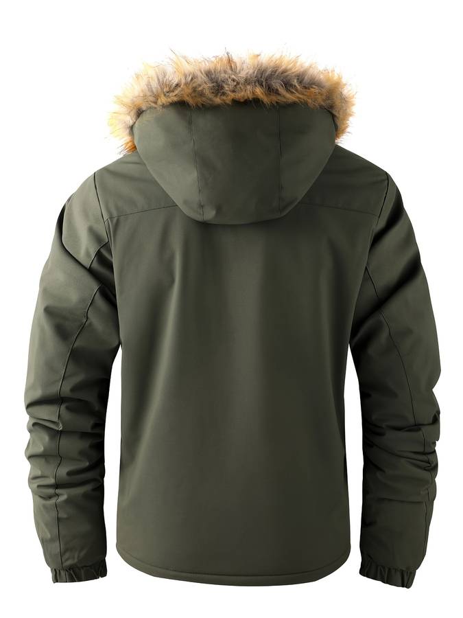 Men’s Puffer Jacket - Quilted Insulated Design - Zipper Closure - Removable Hood - Warm & Lightweight