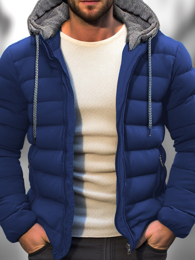 Men’s Hooded Jacket – Quilted Padded – Relaxed Fit – Zip Front – Drawstring Hood
