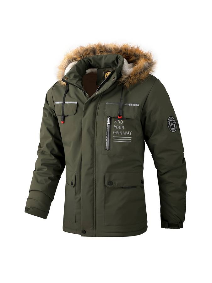 Men’s Puffer Jacket - Quilted Insulated Design - Zipper Closure - Removable Hood - Warm & Lightweight