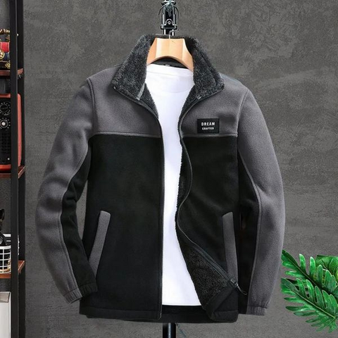 Men’s Jacket – Fleece-Lined – Standard Fit – High Collar – Zip Front – Casual Outdoor