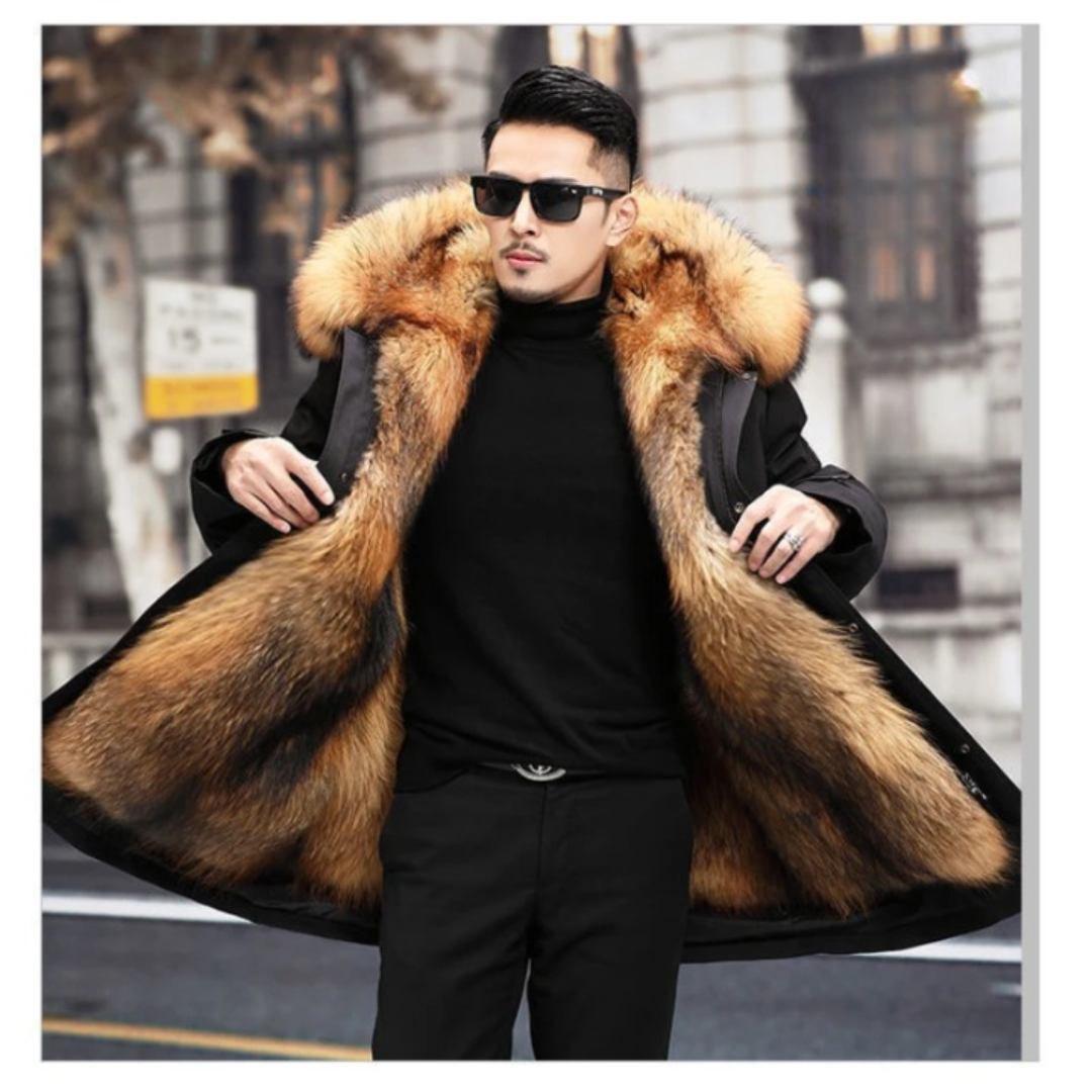 Men’s Parka Jacket – Relaxed Fit – Fur-Lined Hood – Full Length – Weather-Resistant