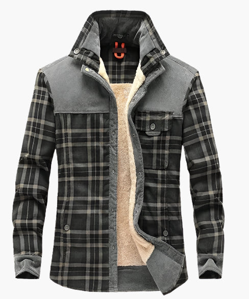 Men’s Shirt Jacket – Relaxed Fit – Fleece Lined – Plaid – Snap Front – Chest Pocket