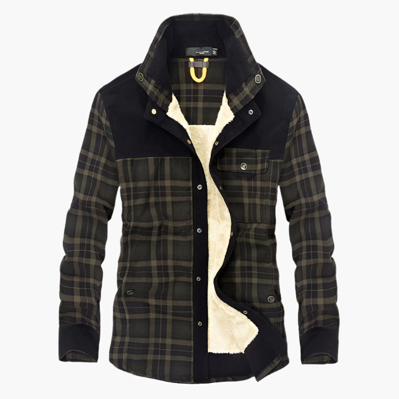 Men’s Shirt Jacket – Relaxed Fit – Fleece Lined – Plaid – Snap Front – Chest Pocket