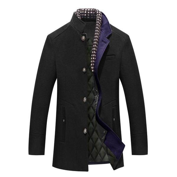 Men’s Wool Overcoat - Tailored Fit - Single-Breasted - Elegant Formal Outerwear