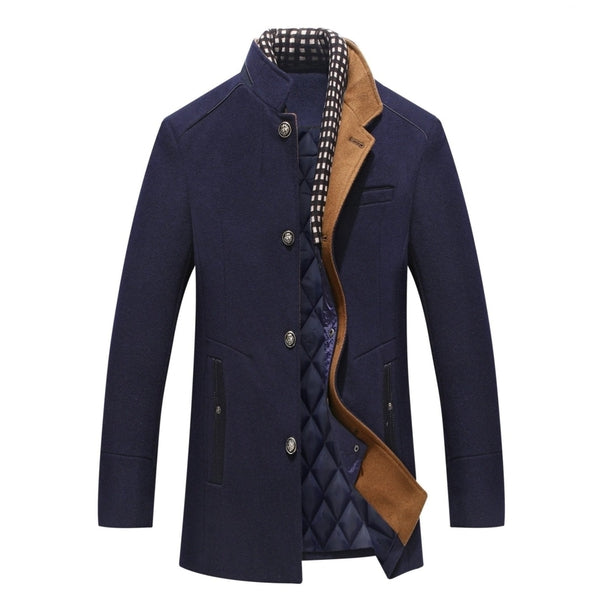 Men’s Wool Overcoat - Tailored Fit - Single-Breasted - Elegant Formal Outerwear