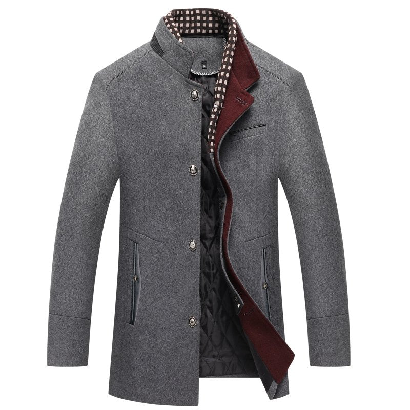 Men’s Wool Overcoat - Tailored Fit - Single-Breasted - Elegant Formal Outerwear