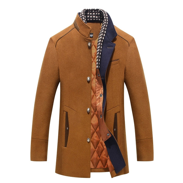 Men’s Wool Overcoat - Tailored Fit - Single-Breasted - Elegant Formal Outerwear