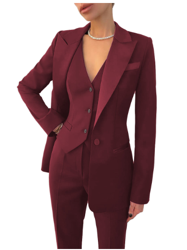 Women’s 3-Piece Suit Set – Blazer, Vest & Trousers | Elegant Business Outfit for Office, Formal & Smart-Casual Wear