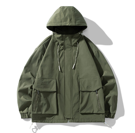 Men’s Hooded Jacket – Loose Fit – Full Zip – Insulated – Elastic Cuffs – Casual Wear