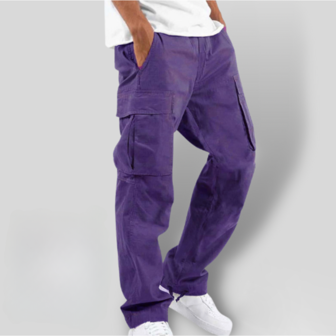 Men’s Cargo Trousers - Relaxed Fit - Multiple Pockets - Durable Cotton Twill