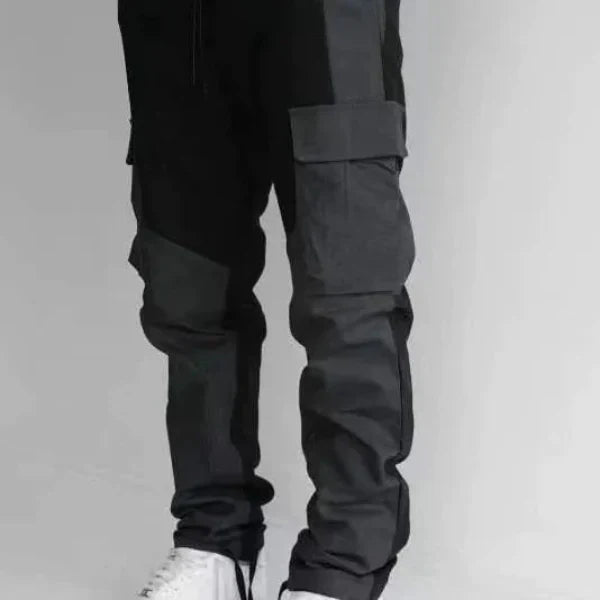 Men's Cargo Pants – Loose Fit – Tapered Leg – Cotton Blend – Patchwork – Utility Pockets