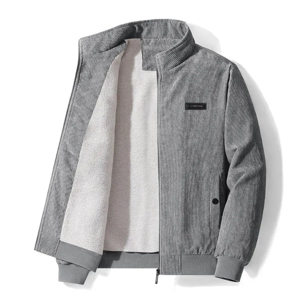 Men’s Jacket – Corduroy Outer – Fleece Lined – Stand Collar – Zip Front – Casual Fit