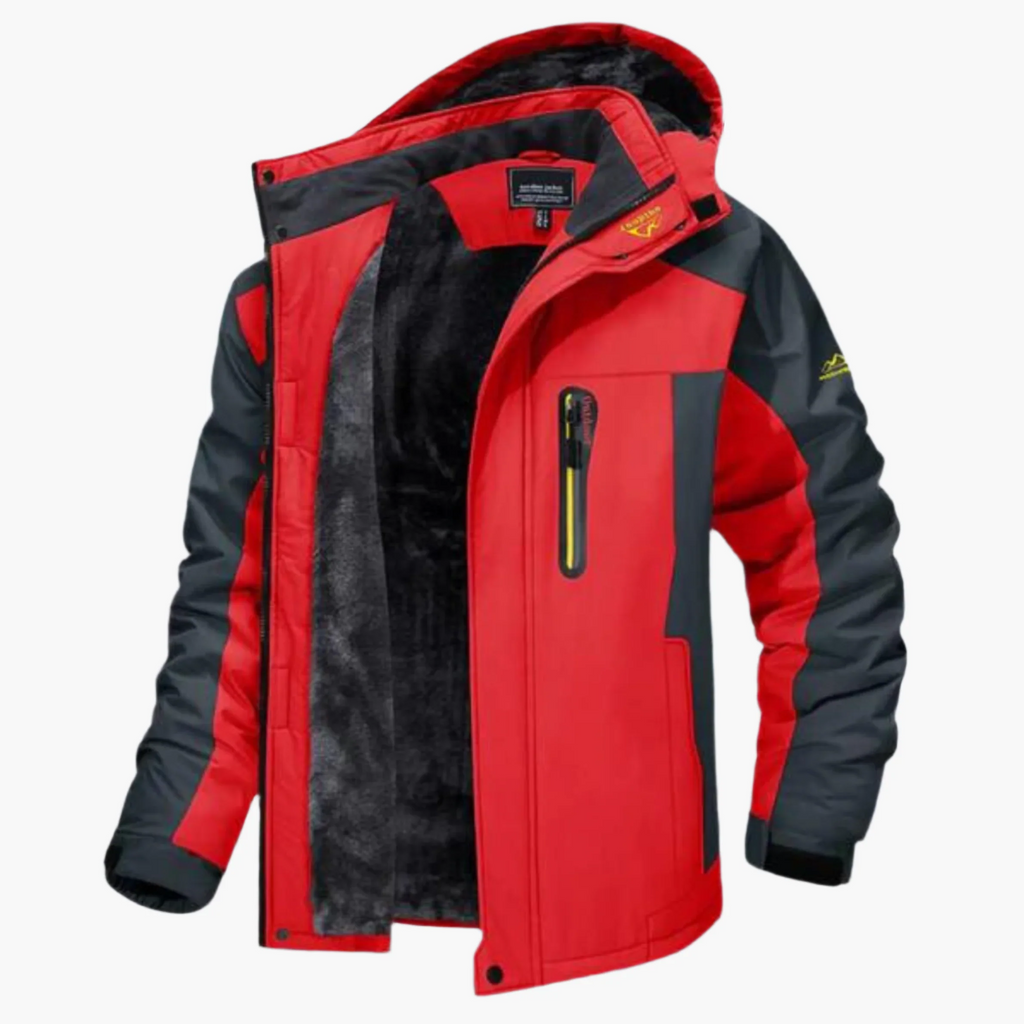 Men’s Outdoor Jacket – Water-Resistant – Fleece Lined – Hooded – Casual Fit