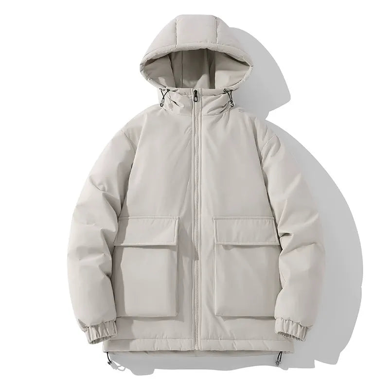 Men’s Hooded Jacket – Quilted Insulation – Oversized Fit – Full Zip – Front Pockets
