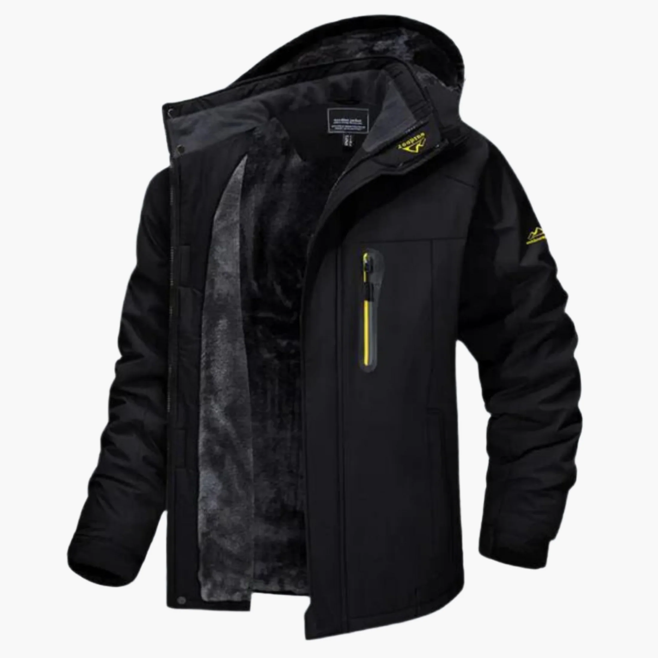 Men’s Outdoor Jacket – Water-Resistant – Fleece Lined – Hooded – Casual Fit