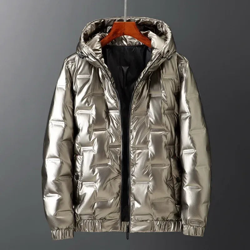 Men’s Down Jacket – Regular Fit – Quilted – Hooded – Water-Resistant – Hip Length