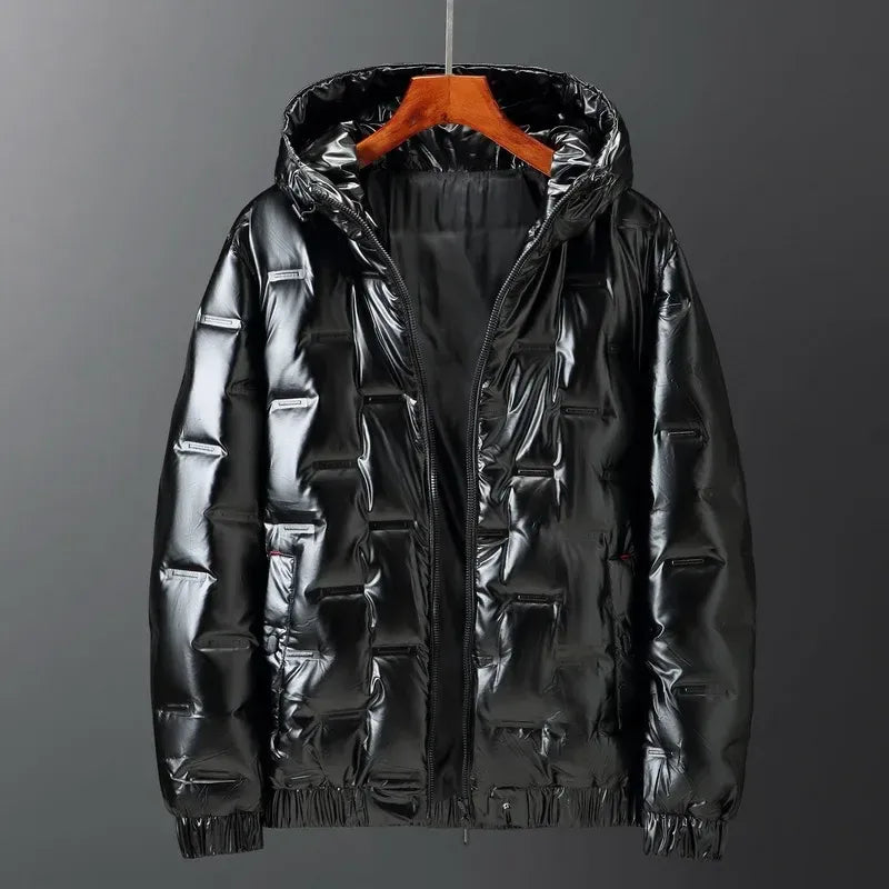 Men’s Down Jacket – Regular Fit – Quilted – Hooded – Water-Resistant – Hip Length