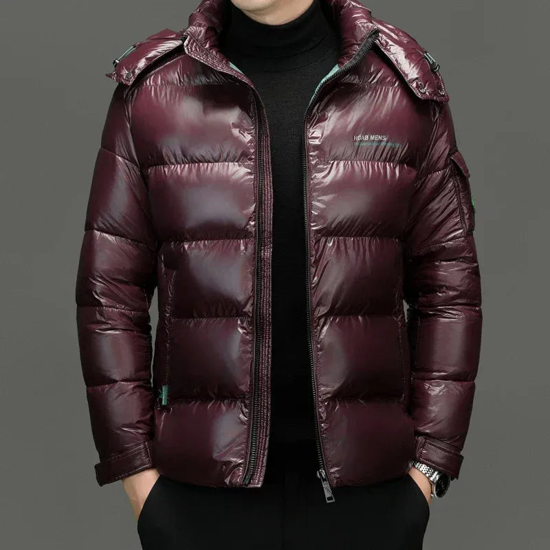 Men’s Puffer Jacket – Regular Fit – Quilted Panels – Stand Collar – Zip Front – Weather Resistant