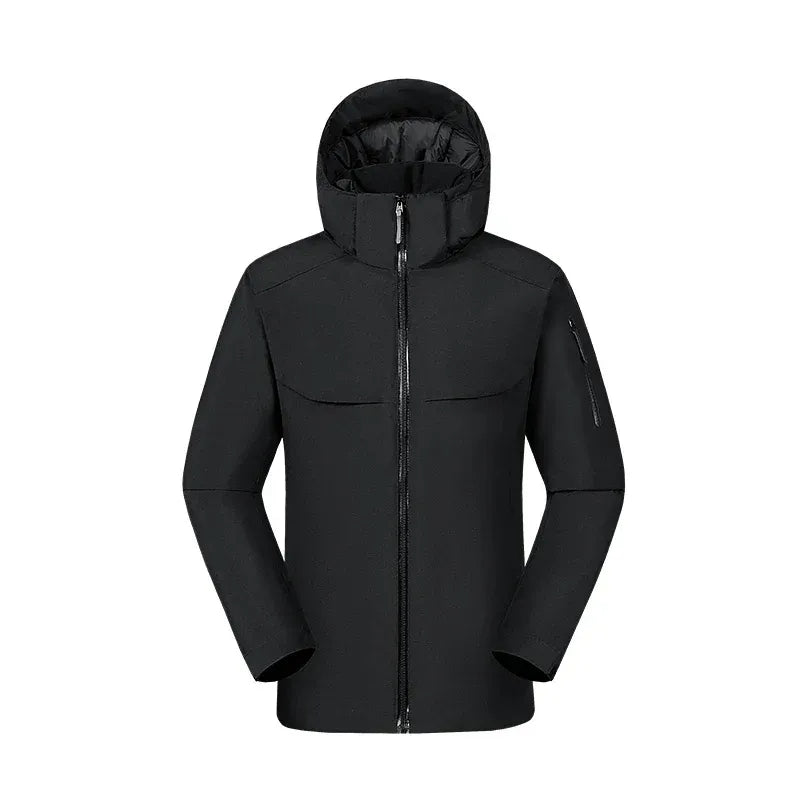 Men’s Coat – Wind-Resistant Insulated Hood – Full Zip – Utility Sleeve Pocket – Regular Fit