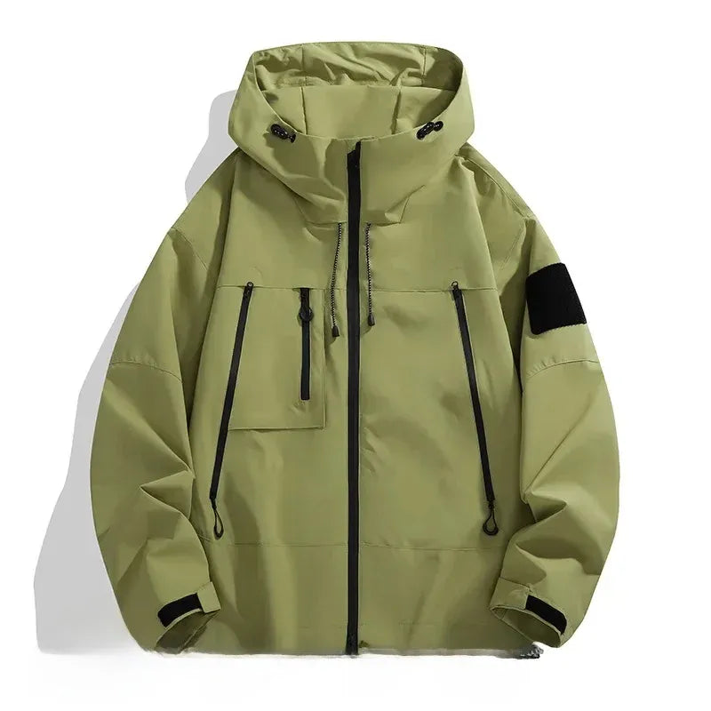 Men’s Jacket – Oversized Relaxed Fit – Wind-Resistant – Zippered Pockets – Adjustable Hem