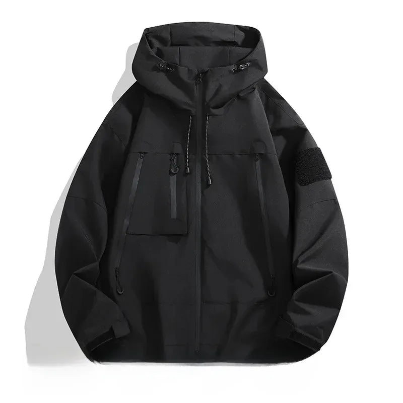 Men’s Jacket – Oversized Relaxed Fit – Wind-Resistant – Zippered Pockets – Adjustable Hem