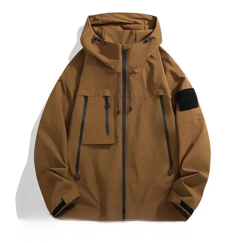 Men’s Jacket – Oversized Relaxed Fit – Wind-Resistant – Zippered Pockets – Adjustable Hem