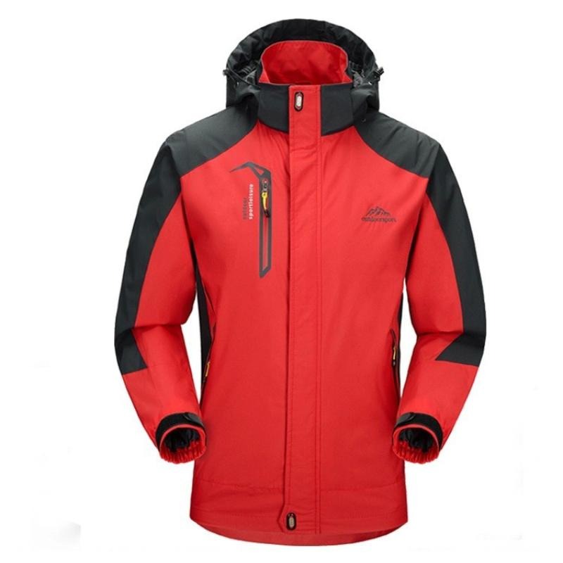 Men’s Outdoor Zip Jacket – Waterproof Windproof – Hooded – Regular Fit – Reinforced Panels