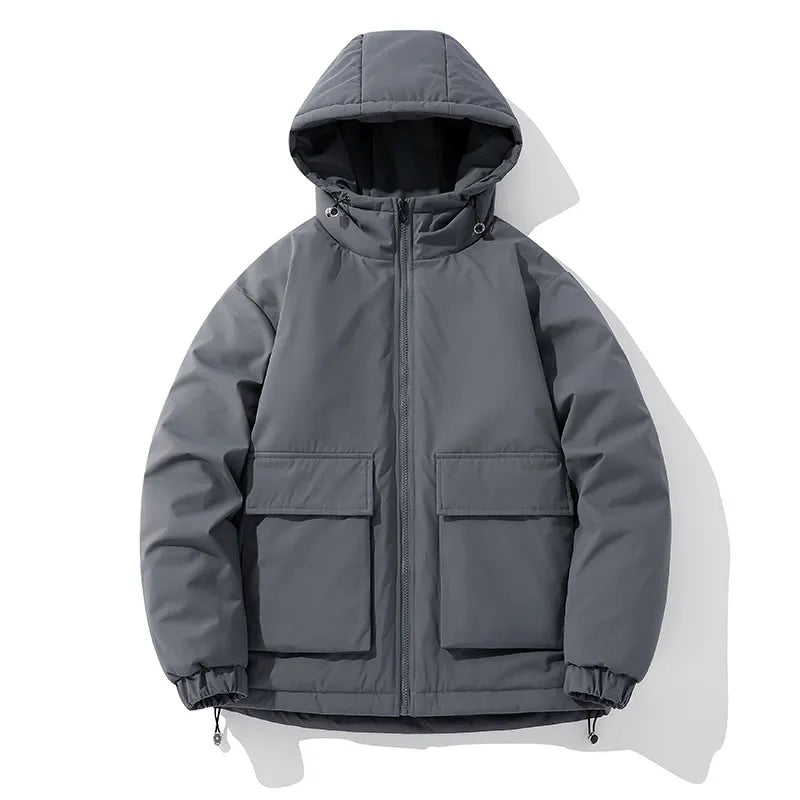 Men’s Hooded Jacket – Quilted Insulation – Oversized Fit – Full Zip – Front Pockets