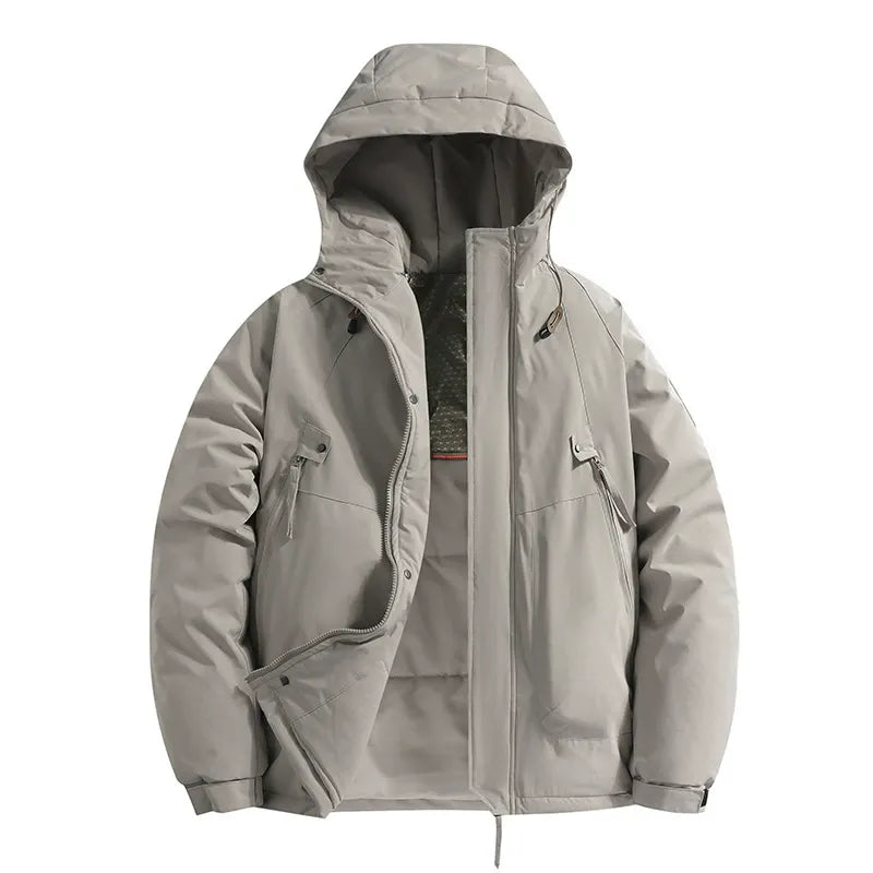 Men’s Hooded Padded Jacket – Relaxed Fit – Windproof Water-Resistant – Zipper Pockets