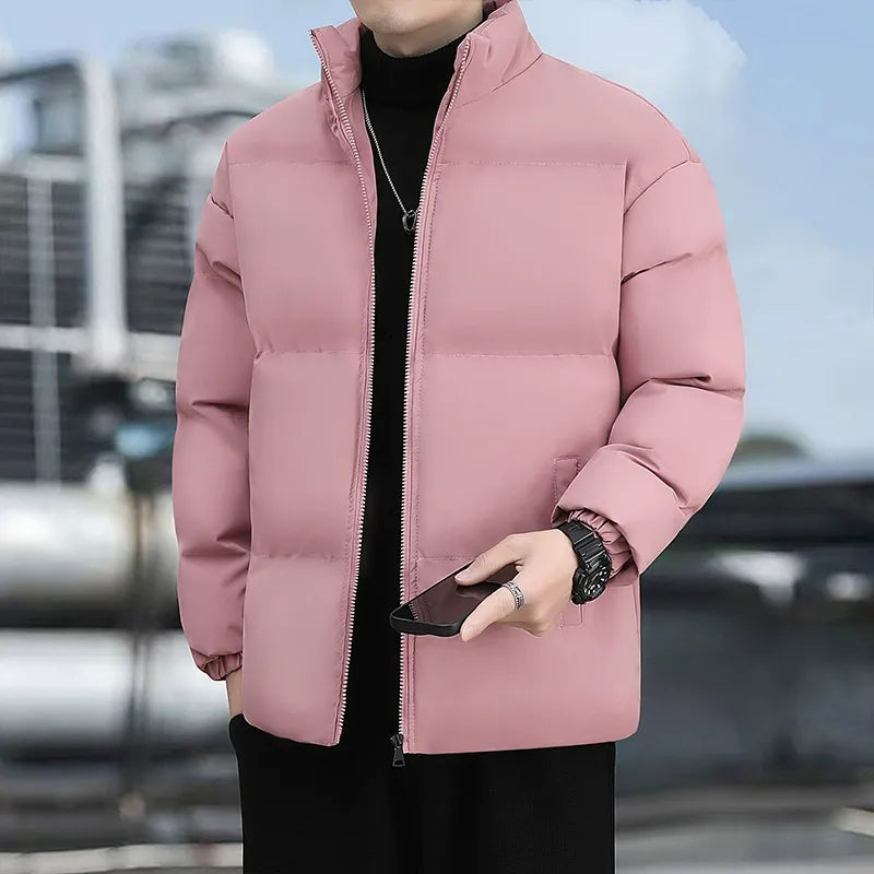Men’s Puffer Jacket – Quilted Insulation – Water-Resistant – High Collar – Standard Fit