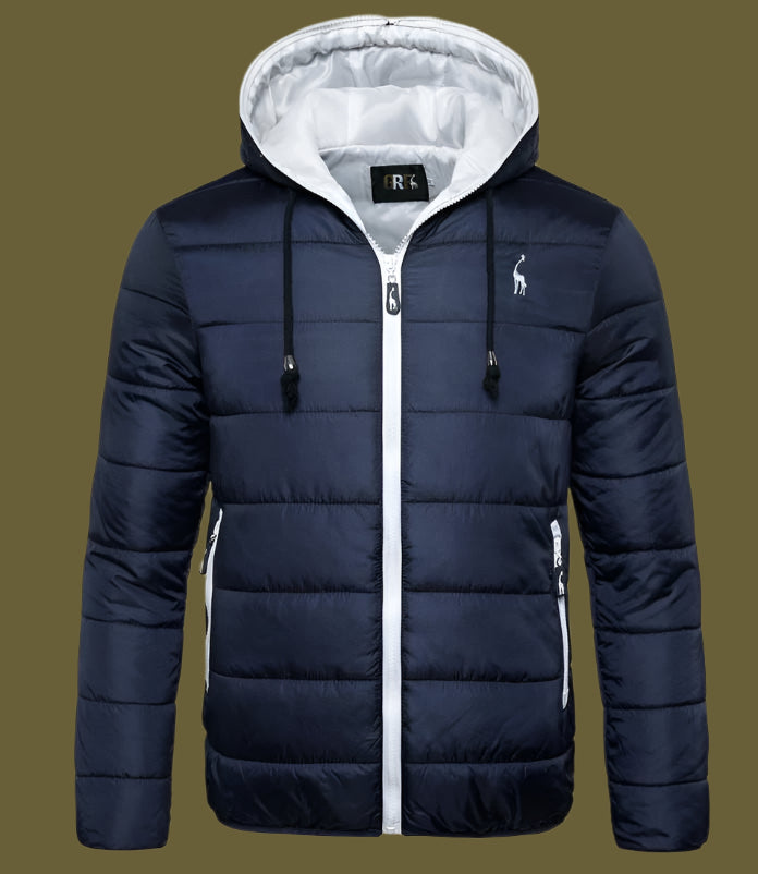 Men’s Quilted Down Jacket – Regular Fit – Hooded – Water-Resistant – Zip Pockets