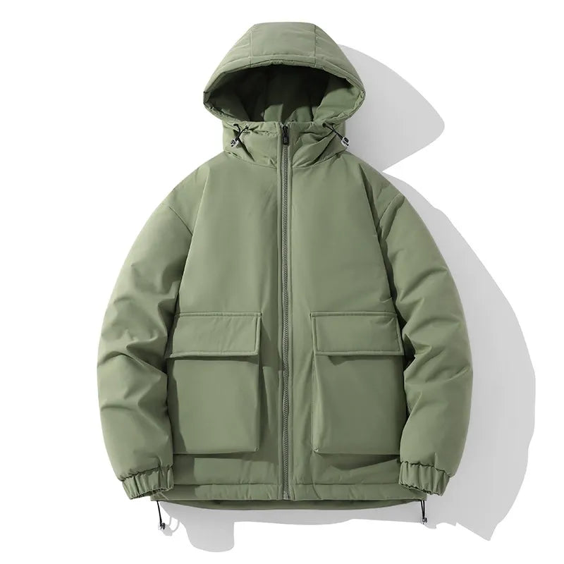 Men’s Hooded Jacket – Quilted Insulation – Oversized Fit – Full Zip – Front Pockets