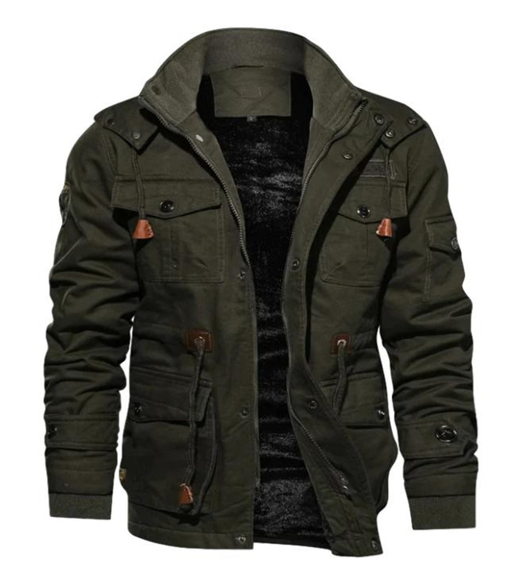 Men’s Coat – Regular Fit – Fleece Lined – High Collar – Multi Pocket Outdoor Style