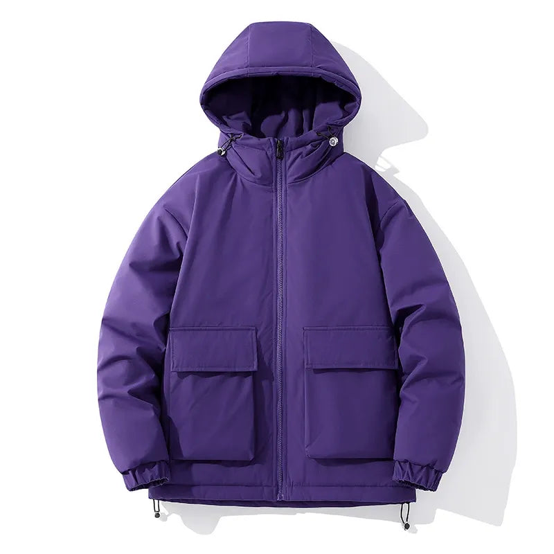 Men’s Hooded Jacket – Quilted Insulation – Oversized Fit – Full Zip – Front Pockets