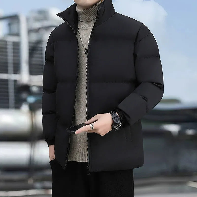 Men’s Puffer Jacket – Quilted Insulation – Water-Resistant – High Collar – Standard Fit
