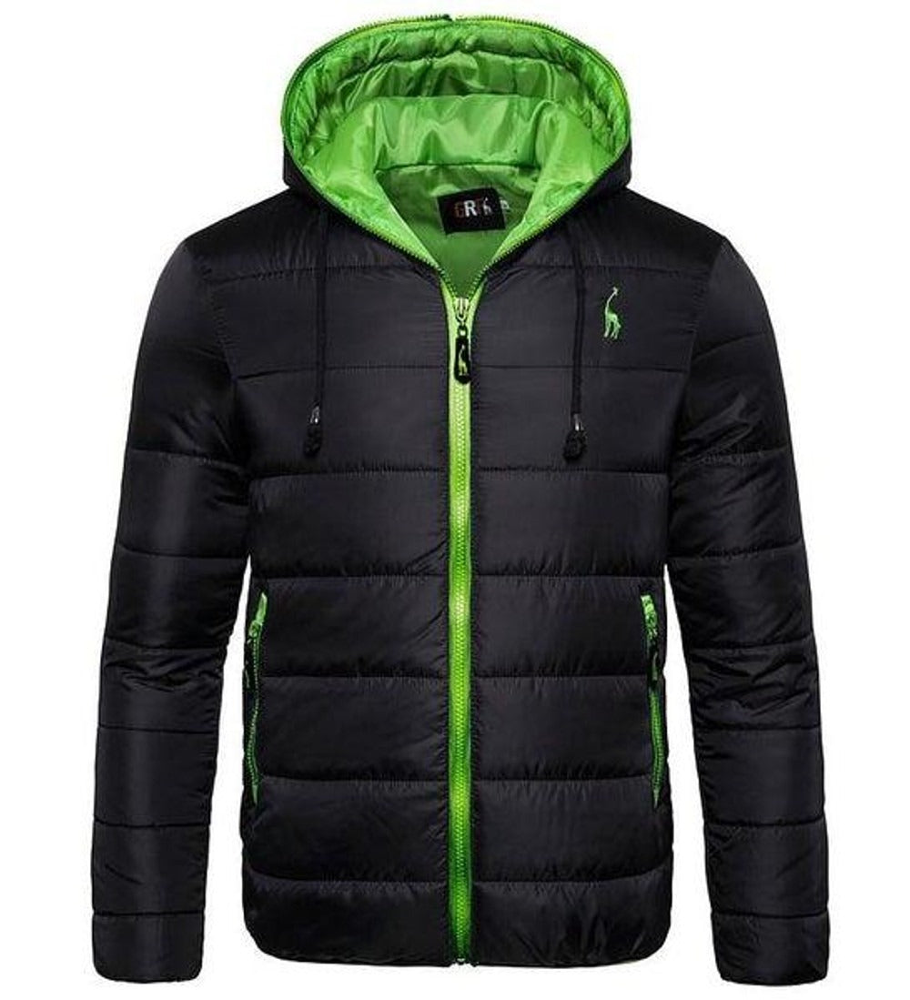 Men’s Quilted Down Jacket – Regular Fit – Hooded – Water-Resistant – Zip Pockets
