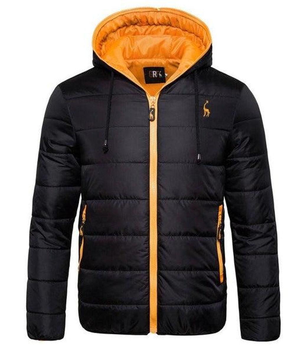 Men’s Quilted Down Jacket – Regular Fit – Hooded – Water-Resistant – Zip Pockets