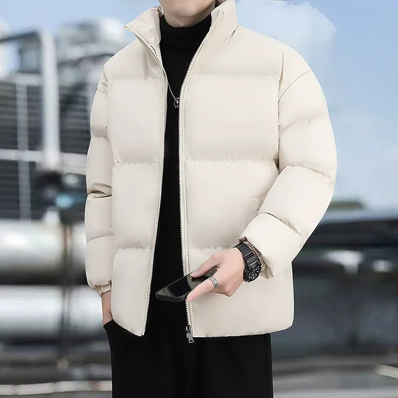 Men’s Puffer Jacket – Quilted Insulation – Water-Resistant – High Collar – Standard Fit