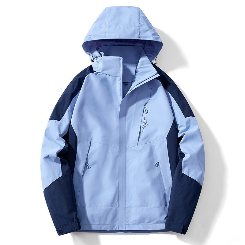 Men's Outdoor Jacket – Water-Resistant – Adjustable Hood – Zippered Pockets – Regular Fit