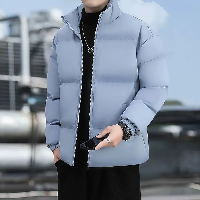 Men’s Puffer Jacket – Quilted Insulation – Water-Resistant – High Collar – Standard Fit