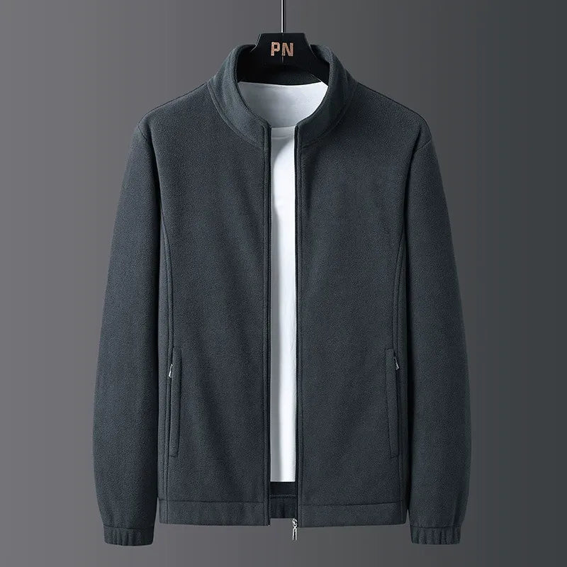 Men’s Fleece Jacket – Regular Fit – Stand Collar – Full Zip – Zippered Pockets