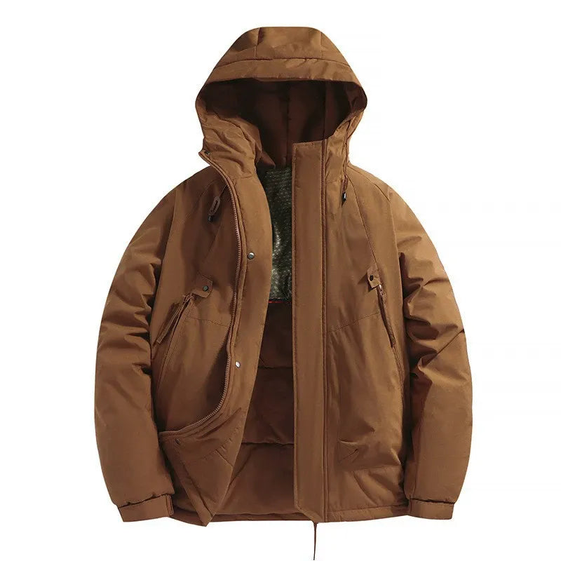 Men’s Hooded Padded Jacket – Relaxed Fit – Windproof Water-Resistant – Zipper Pockets